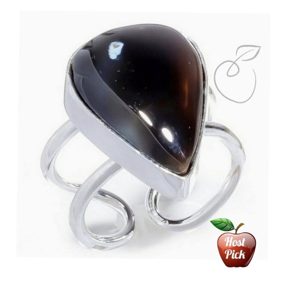 MONTANA AGATE GEMSTONE 925 SILVER RING SZ 1O